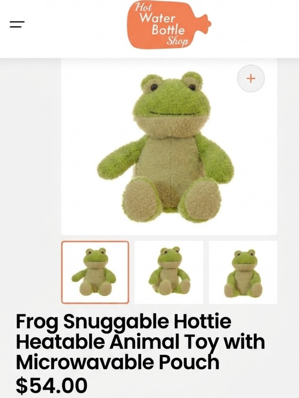 Frog Snuggable Hottie Heatable Animal Toy with Microwavable Pouch - Picture 8 of 8